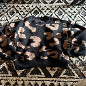 SHEIN Black and Brown Abstract Sweater